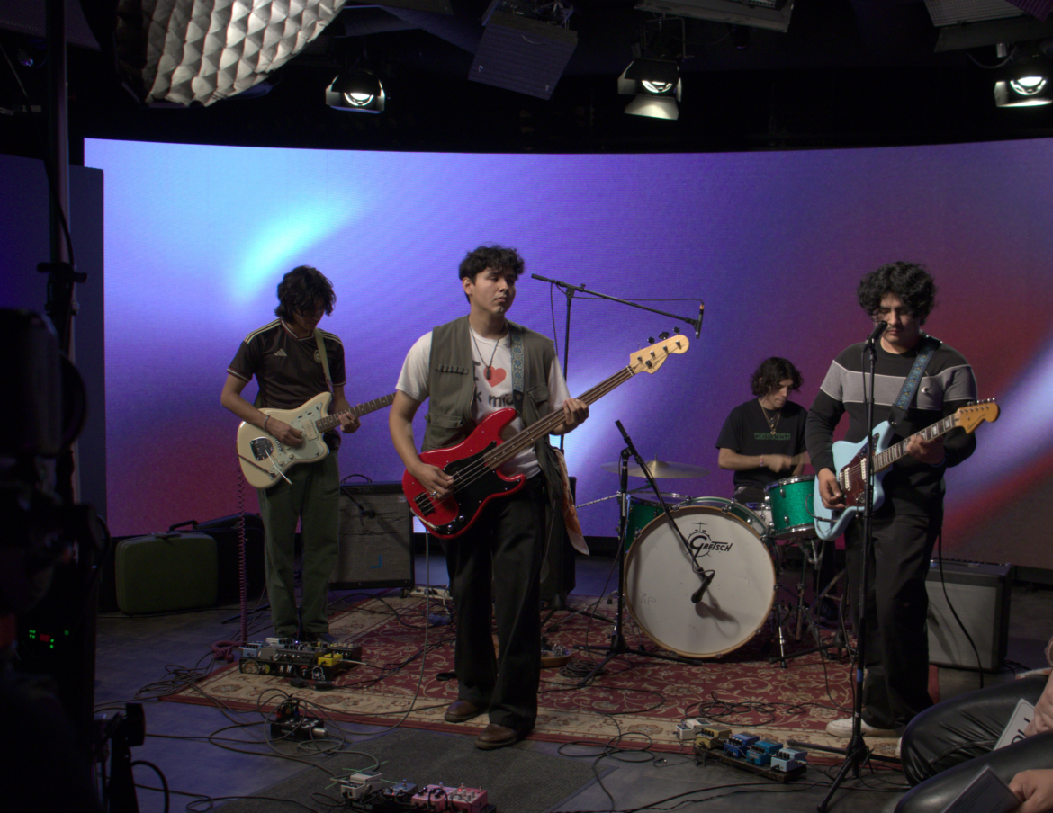 Band playing in tv studio.